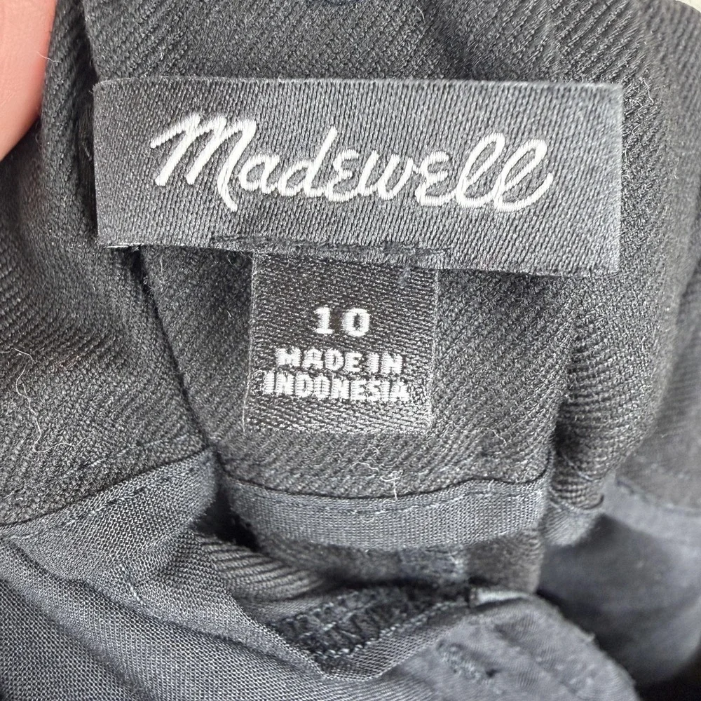 Madewell Dress Pants Womens 10 Black Slouchy Straight Twill Pull‎ On Work Office